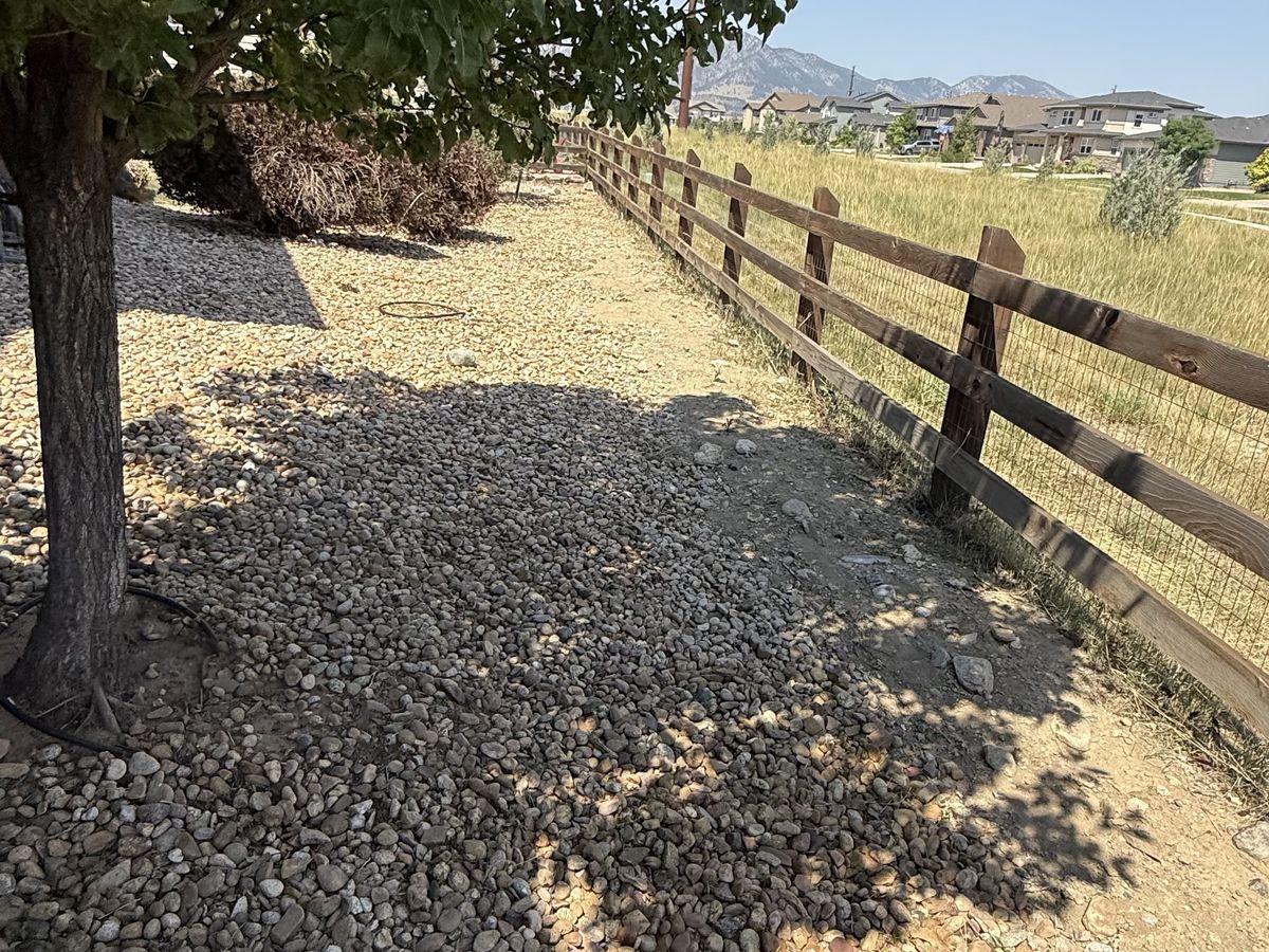 After: cleared and rocked fence line